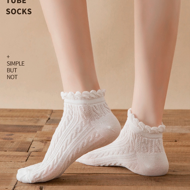 Vớ cotton Ngắn Phối Ren Dễ Thương 6 Màu Lựa Chọn Dành Cho Bé Gái