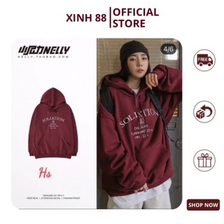 Áo hoodie soliat nữ - Áo Sweater nỉ in chữ màu đỏ đô form rộng phong cách Hàn Quốc MSP6662