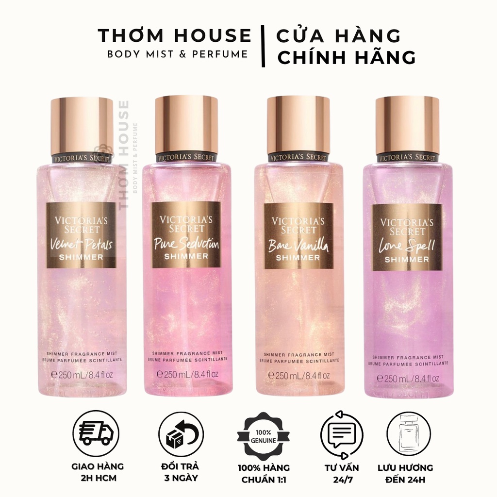 Xịt thơm toàn thân hương nước hoa Victoria’s Secret- Bodymist hương nước hoa Velvet Petals 250ml