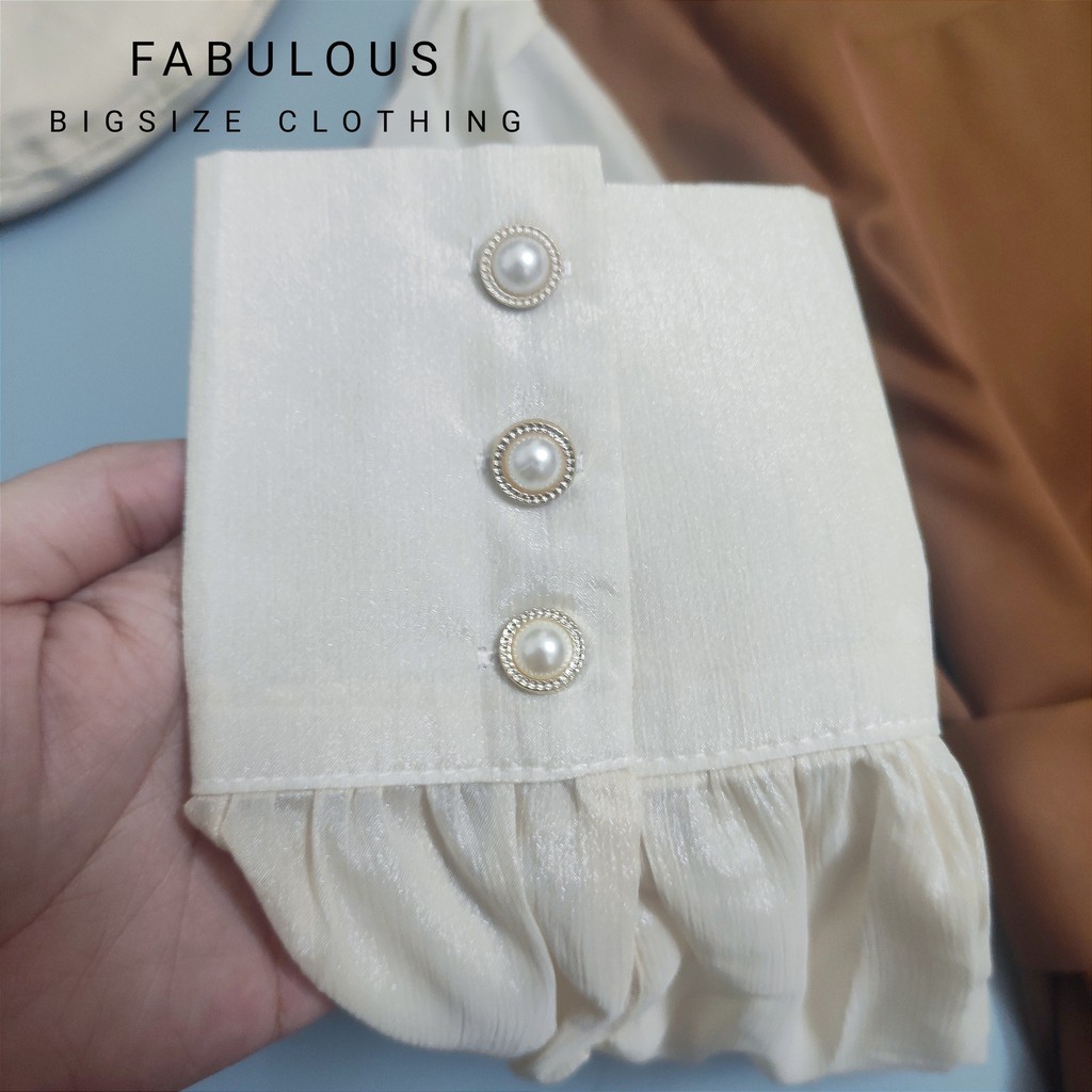 Váy cổ vuông bigsize dáng dài chất lụa phối tay tơ FABULOUS BIGSIZE