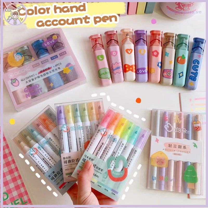Set 6 Bút Đánh Dấu Đầu Mềm Tiện Dụng Cho Học Sinh