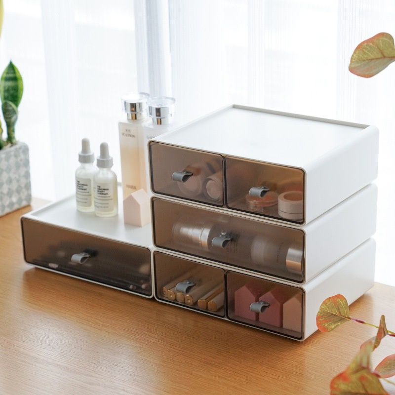 Hộp Đựng Tài Liệu Để Bàn Cỡ Tiện Dụng Cho Học Sinh/Văn Phòng Kệ để bàn có ngăn kéo đa năng phong cách hiện đại, trong suốt