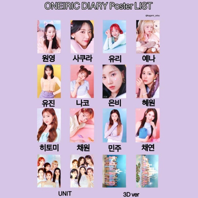 *Có-Sẵn kèm tube* ẢNH POSTER IZ*ONE IZONE ONEIRIC DIARY