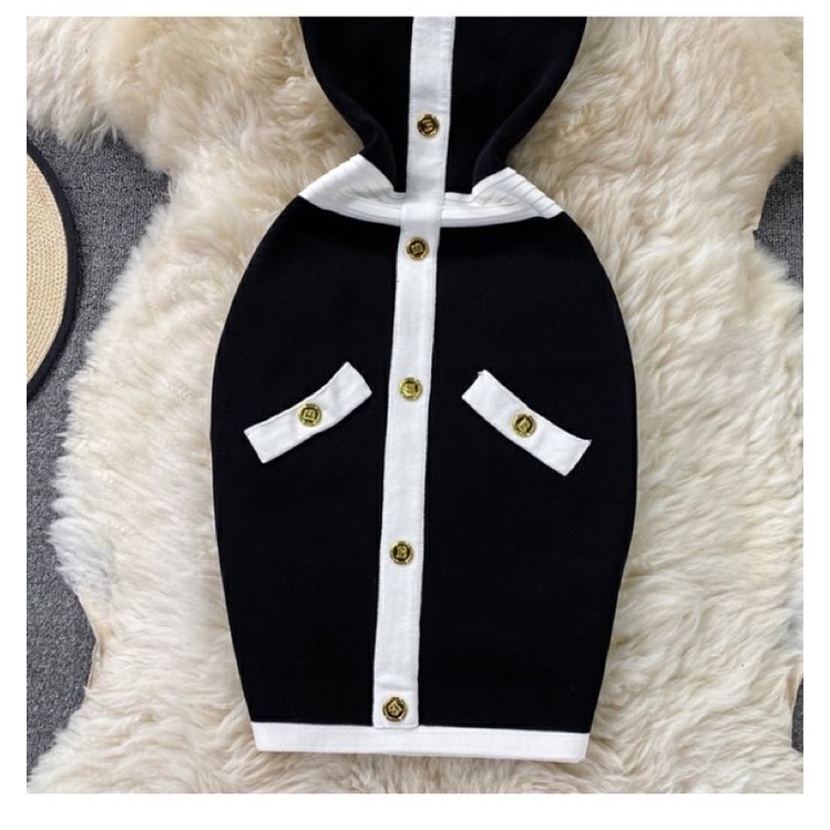 Đầm sát nách phối viền và nút cách điệu, đầm body ba lỗ viền bo eo kiểu thiết kế