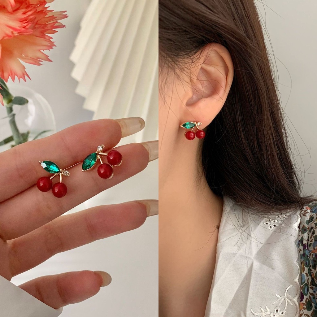 Bông Tai Thời Trang Mùa Hè 2022 Hình Quả Cherry Dễ Thương Xinh Xắn