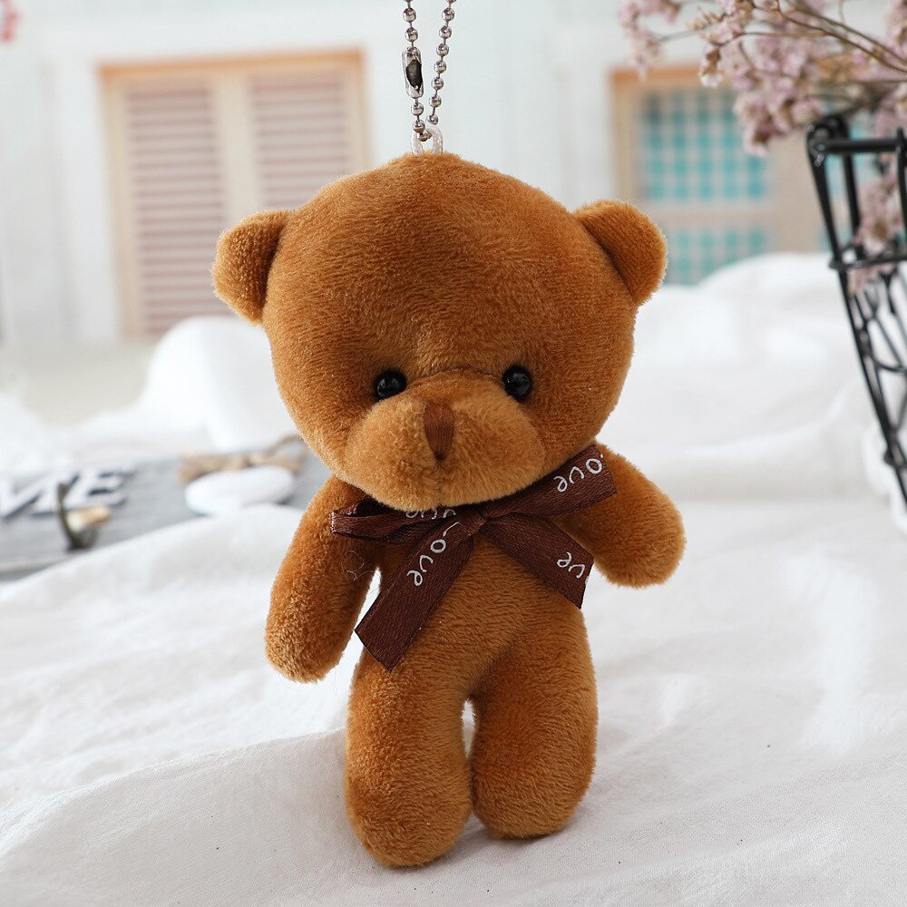 Gấu Bông Teddy 12cm Bằng Cotton PP Mềm Mại Dùng Làm Móc Khóa DIY