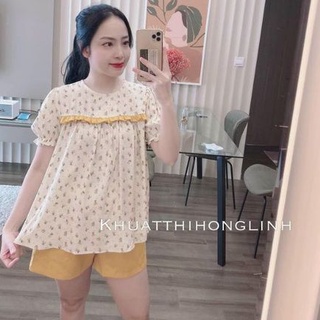 Sét bộ hoa nhí ngắn tay phối bèo ngực hot hit