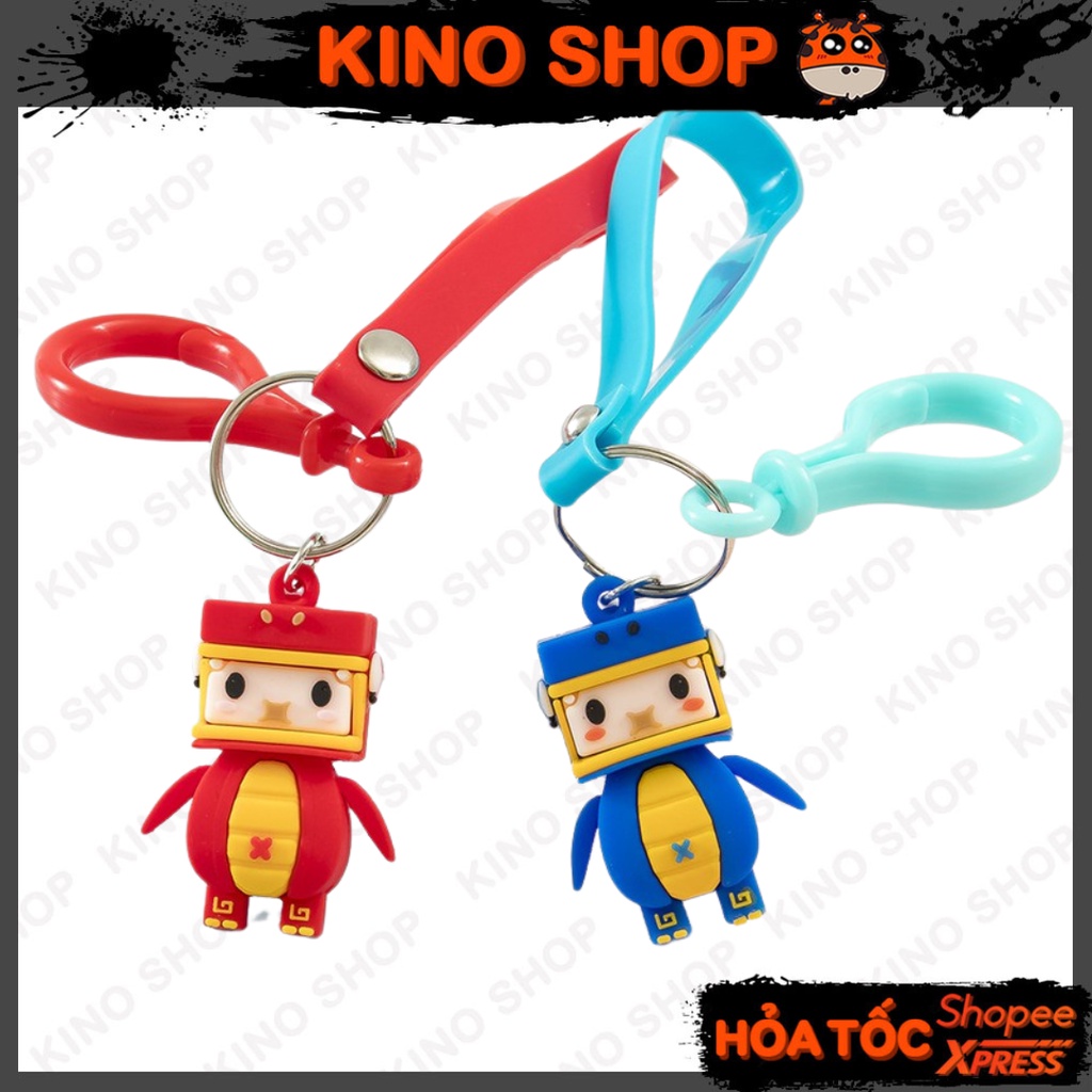 Móc khoá silicon 3D hoạt hình anime khủng long kèm dây và khoá nhựa treo balo túi xách cute dễ thương