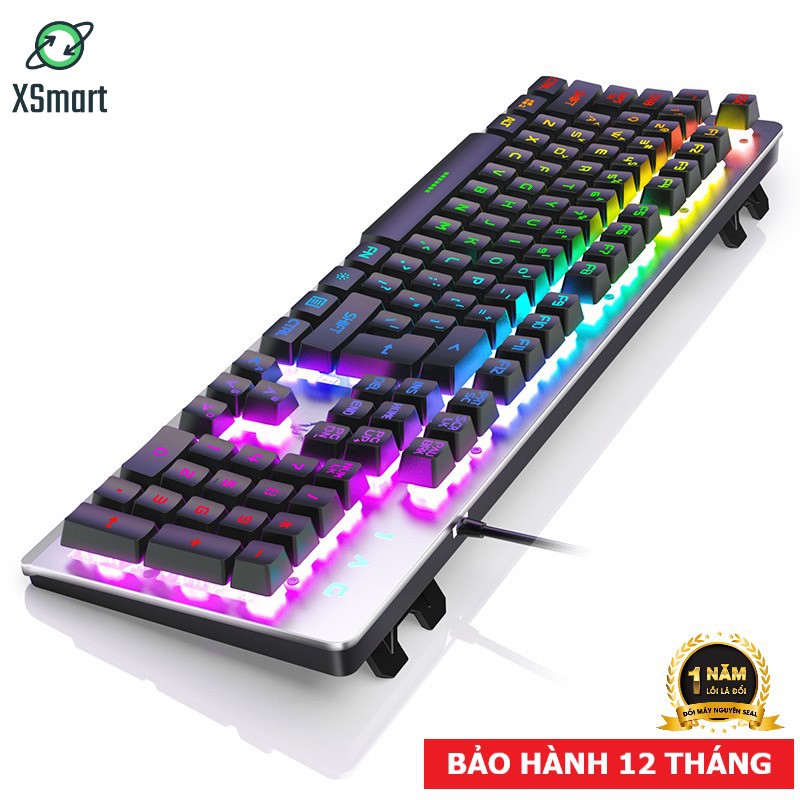 Bàn phím máy tính laptop pc K002 LED FULL màu khung kim loại chắc chắn, phím giả cơ gaming dành cho game thủ