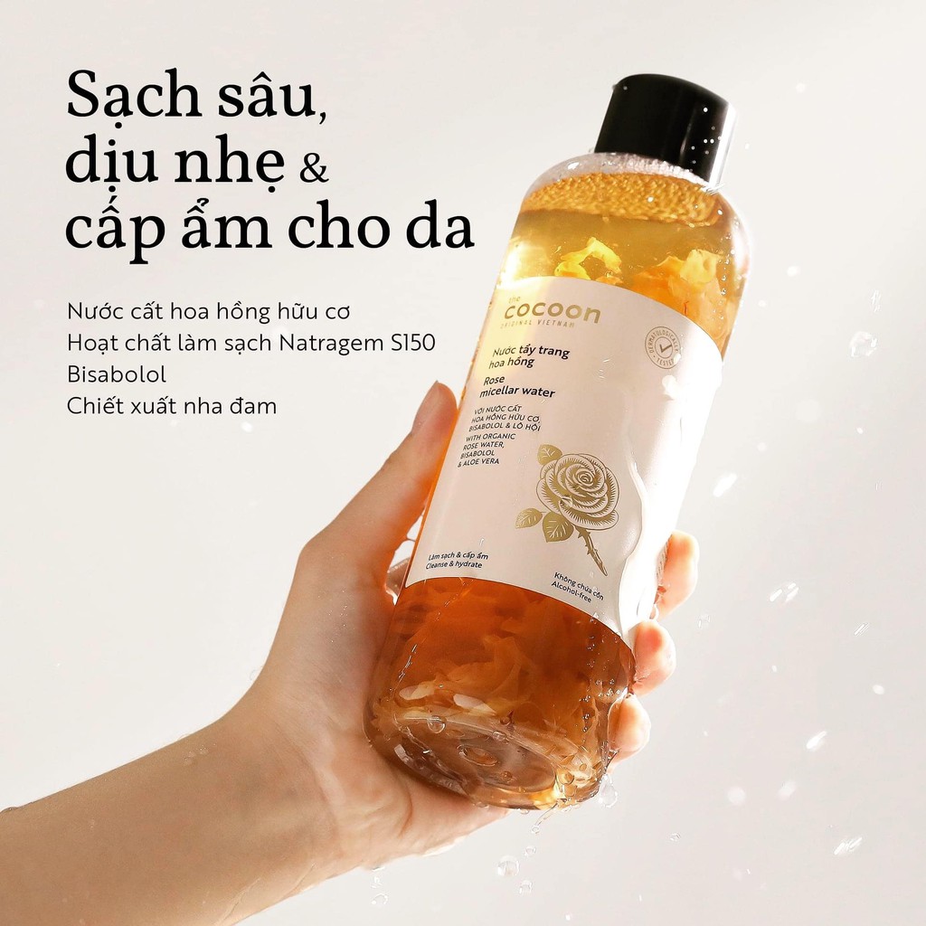 Nước tẩy trang hoa hồng cocoon 500ml (rose micellar water)