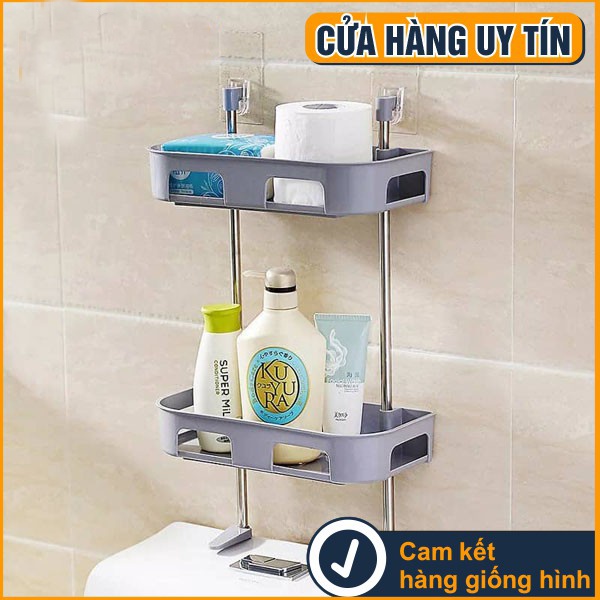 [Hàng Loại 1] Kệ Đa Năng Dính Tường  2 - 3 Tầng - Nhựa PP, Khung Inox Không Gỉ - Không Khoan Tường - Kệ Góc Nhà Tắm