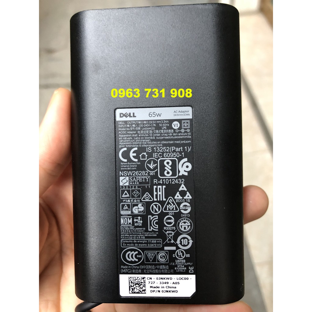 Sạc laptop Dell oval 65w 19.5V-3.34A