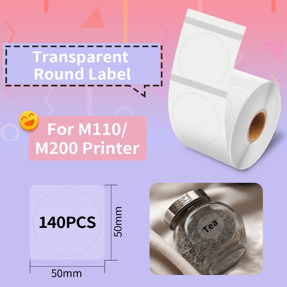 Nhãn Dán Hình Tròn Trong Suốt Tự Dính Cho Máy In M200 / M110