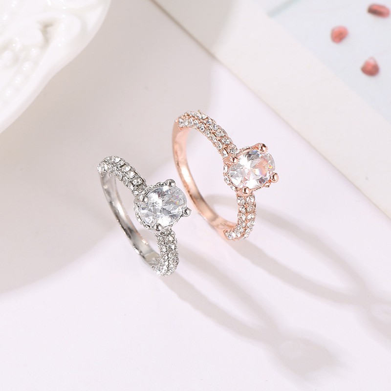 Nhẫn Đính Đá Zircon Kiểu Dáng Đơn Giản Sang Trọng Dành Cho Cặp Đôi