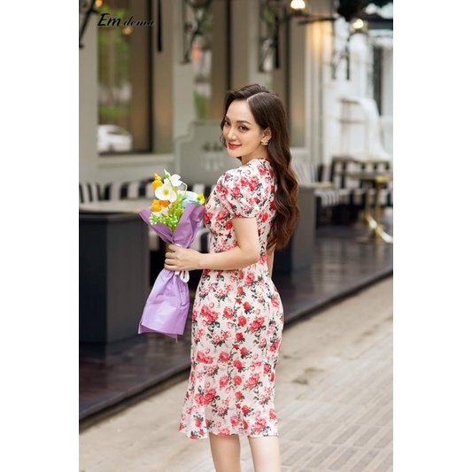 Váy đầm công sở hoa nhí đuôi cá thiết kế ❤EMDEMA❤nhẹ nhàng thướt tha