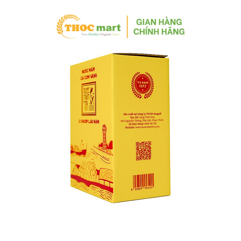 [ THOCmart.vn ] Nước mắm Tĩn cá cơm vàng ruột đỏ 250ml độ đạm 60N đặc sản Phan Thiết bình gốm