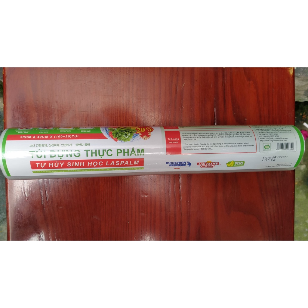 Túi đựng nylon siêu thị phân huỷ sinh học Laspalm đủ size