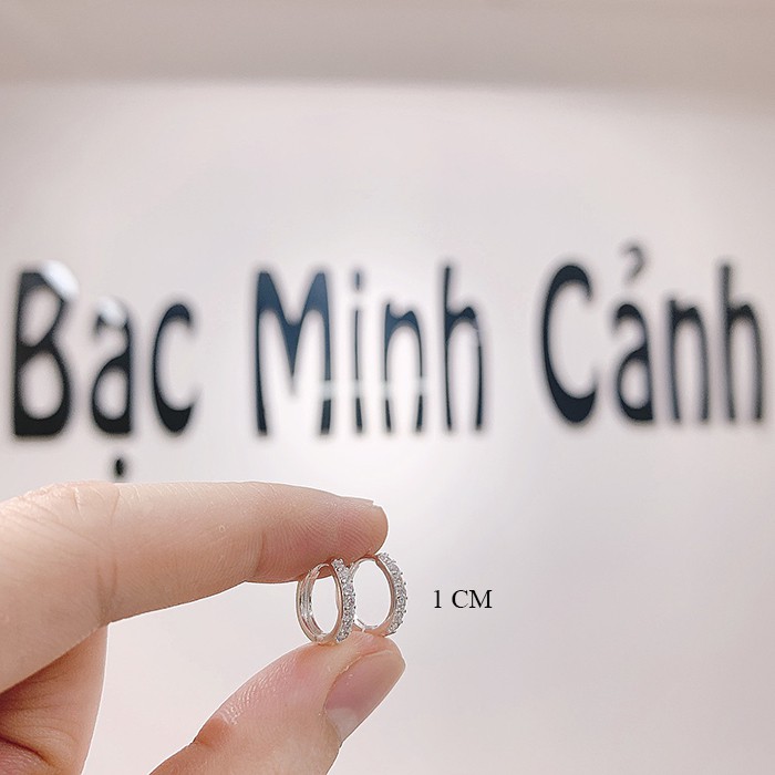 Khuyên Tai Bạc Nữ Tròn Đính Đá Lấp Lánh - Minh Canh Jewelry