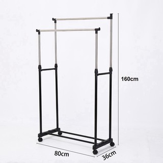 9QN DHFSW Giàn phơi quần áo inox hai tầng, khung phơi áo xống inox, Giá phơi đồ gia đình, Cây phơi đồ hai tầng vững