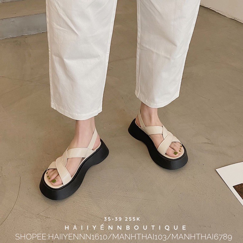 Sandal đế xuồng nhăn 5cm ORDER  ( kèm video + ảnh thật )