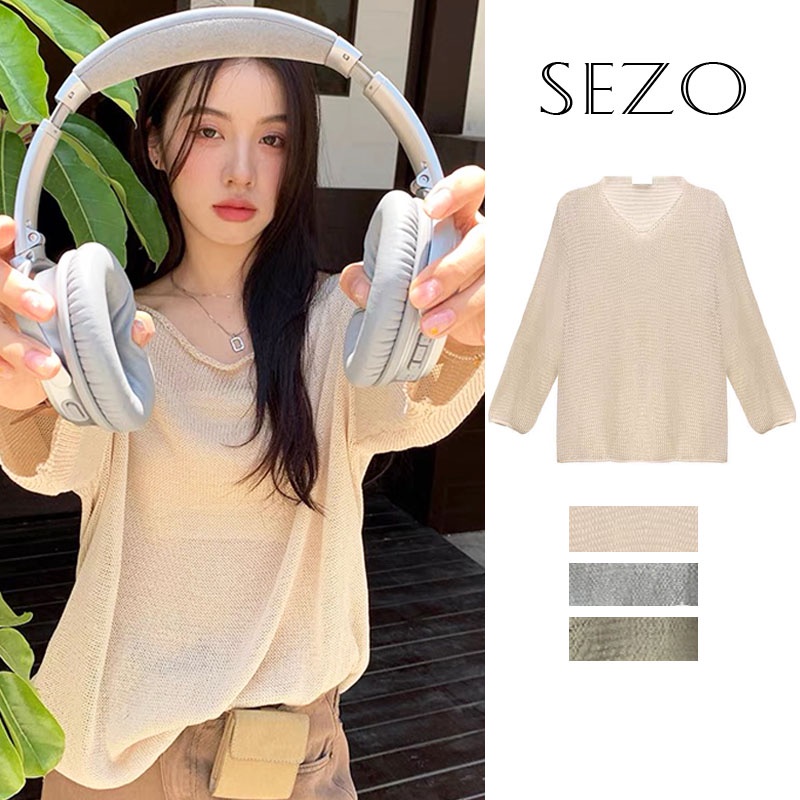 QKOOLE Áo dệt kim  tay dài cổ tròn dáng rộng thời trang Hàn Quốc cho nữ