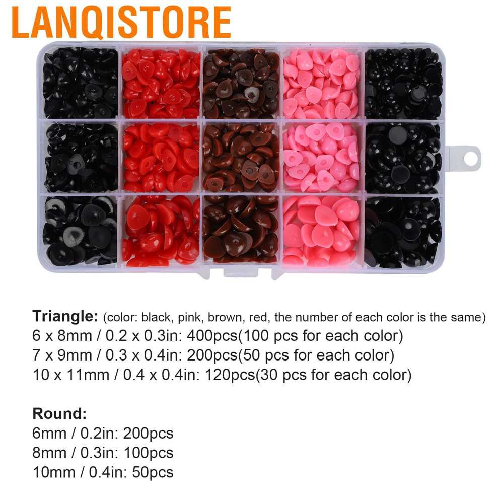 Lanqistore 1070Pcs Colorful Doll Eyes Nose Plastic Triangle/Round Acces with Storage Box