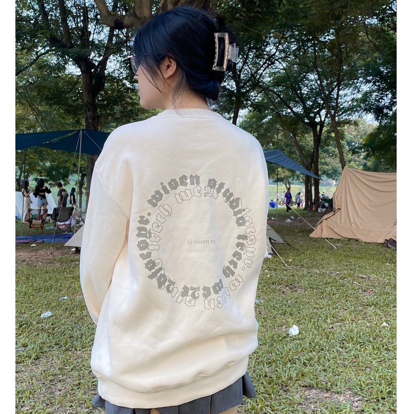 Áo sweater WISEN ARC áo nỉ dài tay unisex form rộng