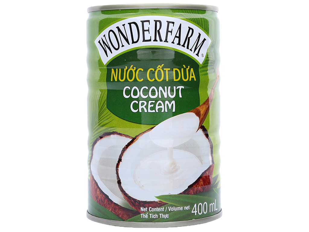 Nước Cốt Dừa Wonderfarm Coconut Cream Lon 160ml-400ml (100% Nước Cốt Dừa Tự Nhiên)