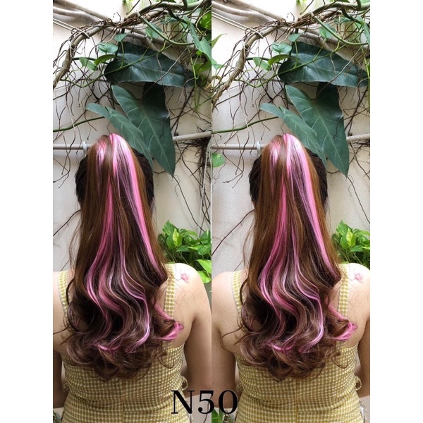N53 tóc giả ngoặm light hồng