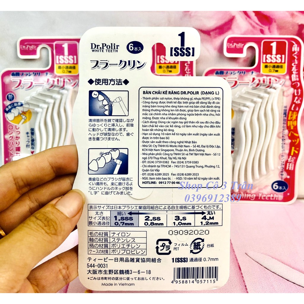 Bàn chải kẽ răng Okamura chất lượng Nhật Bản - Bàn chải kẽ Okamura dạng L  Dr.Polir ( 6 cây/ vĩ )