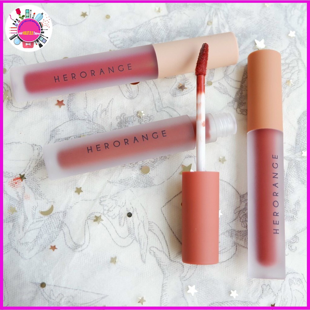 Son Kem Lì HERORANGE Siêu Xinh Mềm - Mịn Mượt - Lâu Trôi - An Toàn Fluffy Lip Glaze SET 3 Cây - Set A & B - Hàng AUTH