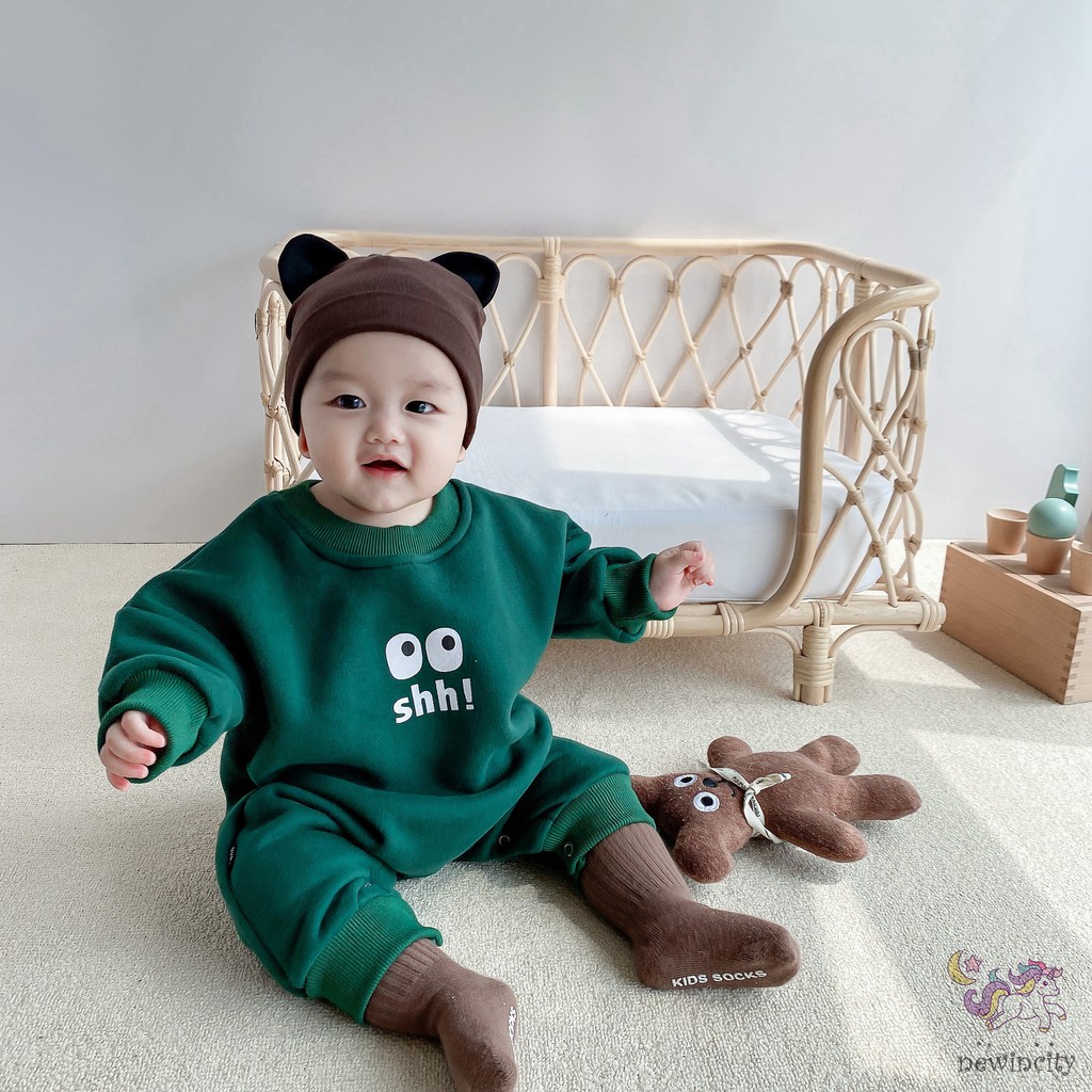 Bộ Áo Liền Quần Lót Nhung Ấm Áp In Hình Hoạt Hình Phong Cách Hàn Quốc Cho Bé