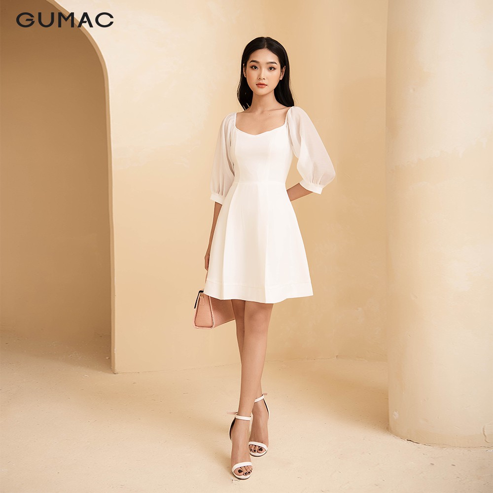 [Mã WABRGU305 giảm 15% đơn 249K] Đầm cổ vuông tay phối DA11220 GUMAC