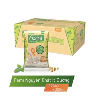 Sữa đậu nành fami Nguyên Chất Đường Bịch 200ml (1Thùng/40Bịch)