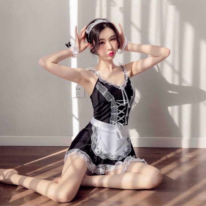 Đồ ngủ sexy cosplay hầu gái ngây thơ quyến rũ gợi cảm + quần chip G-string New | BigBuy360 - bigbuy360.vn