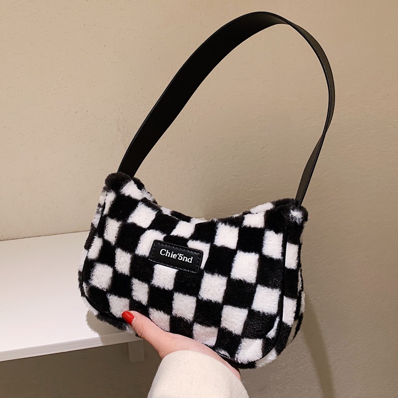 Túi đeo một bên vai bằng nhung lông thời trang thu đông