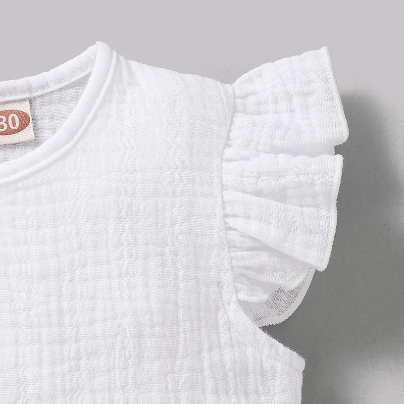 Bộ Áo Kiểu Tay Cánh Tiên Màu Trắng + Quần Đùi Họa Tiết Hoa MIKRDOO Thời Trang Dành Cho Bé Gái Sơ Sinh