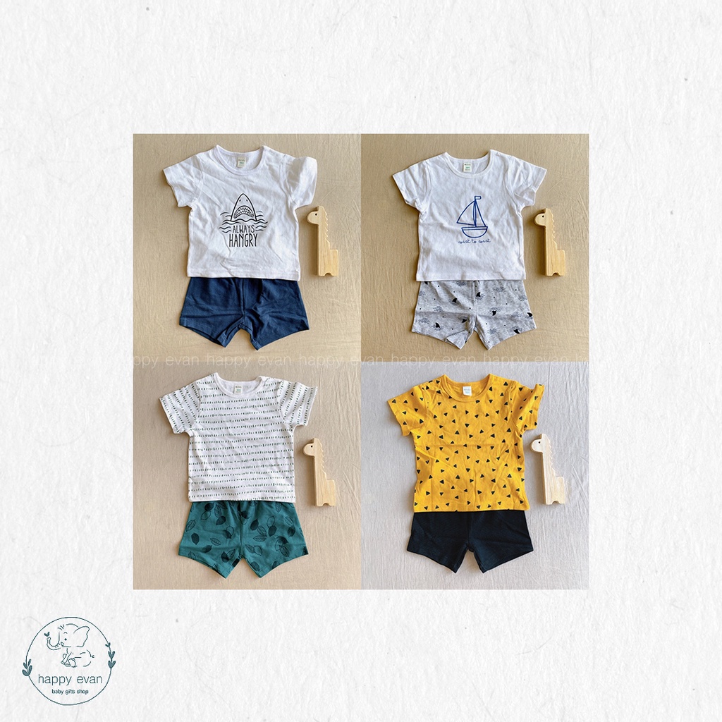 🅷.🄴🅅🄰🄽 Bộ bé trai mùa hè, chất thun 80% cotton, co giãn mềm mát vừa phải, xuất dư xịn nhập từ QC.