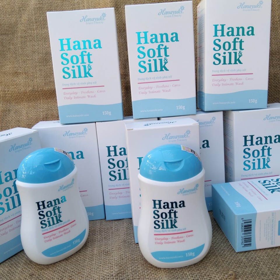 Dung dịch vệ sinh phụ nữ se khít Hana Soft &amp; Silk, nước rửa phụ khoa vùng kín Hanayuki 150ml - SUN STORE