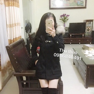 Áo dạ khuy cài, chất đẹp, mũ lông. Hợp thời trang hợp túi tiền
