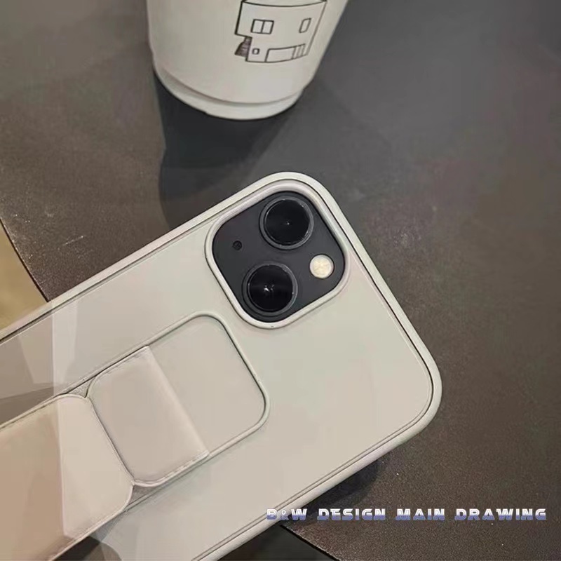 Ốp Điện Thoại Silicon Mềm Có Giá Đỡ Sáng Tạo Màu Xám Đen Cho iPhone 13 12 11 Pro MAX XR IX XS MAX i7 8 Plus