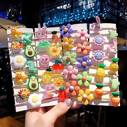 [ SIÊU CUTE - SIÊU DỄ THƯƠNG ] Vỉ 10 Dây Buộc Tóc Cho Bé Gái Hoạt Hình Đáng Yêu