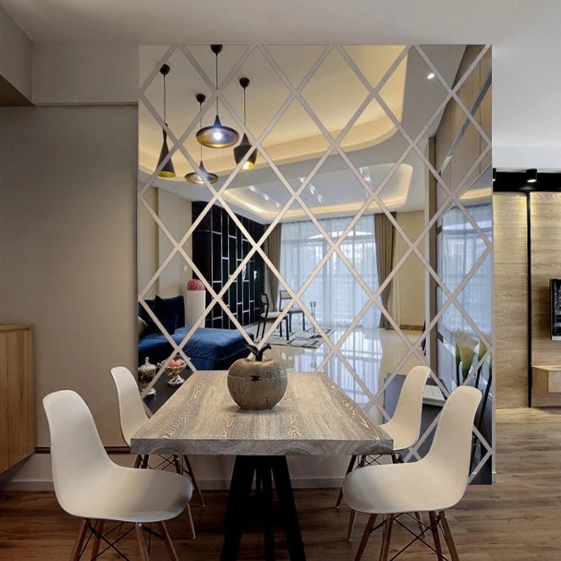 Miếng gương dán tường trang trí 3D