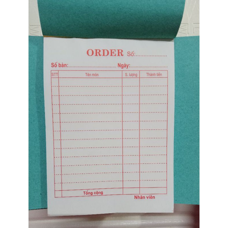 Phiếu order hai liên khổ A6-100t/q giá: 13.000₫/quyển