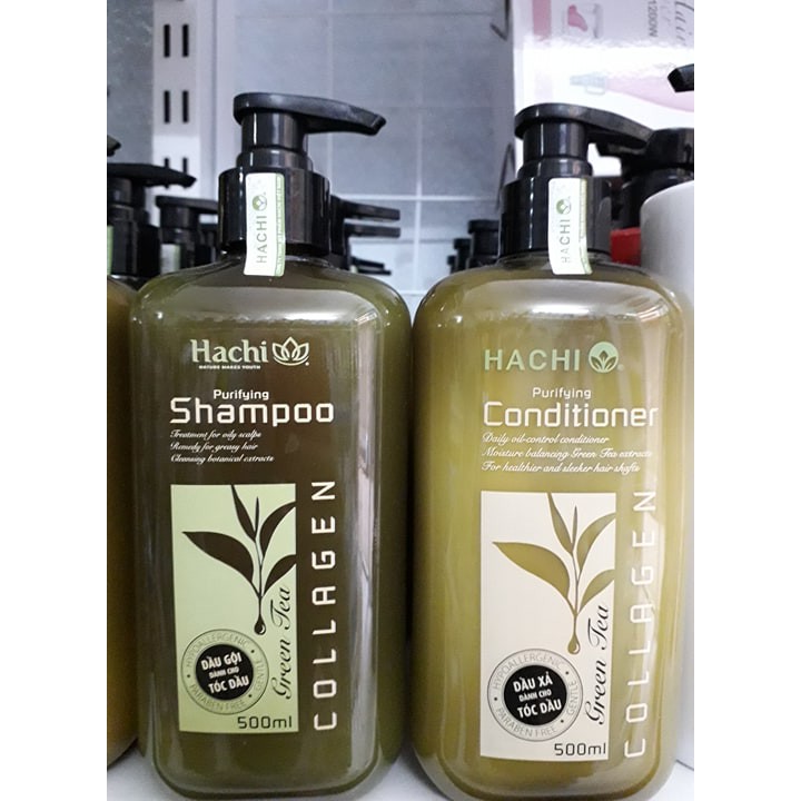 Cặp dầu Gội và Xả Hachi dành cho tóc Dầu 500ml x2