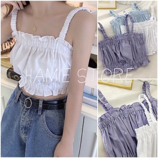 Áo 2 dây bản to chun ngực croptop HA130, áo ôm ngực bèo chun bánh bèo