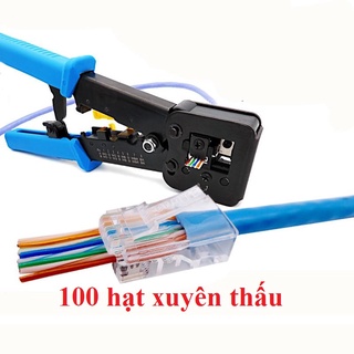 Combo Kìm bấm hạt mạng xuyên thấu và 100 hạt mạng xuyên thấu