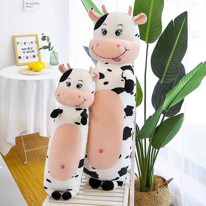 Gấu bông bò sữa, gối ôm hình thú nhồi bông cho bé trăm phần trăm siêu to siêu nhiều sữa - vải nhung co giãn 4 chiều TK11