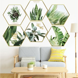 Decal dán tường Khung ảnh lá xanh 2