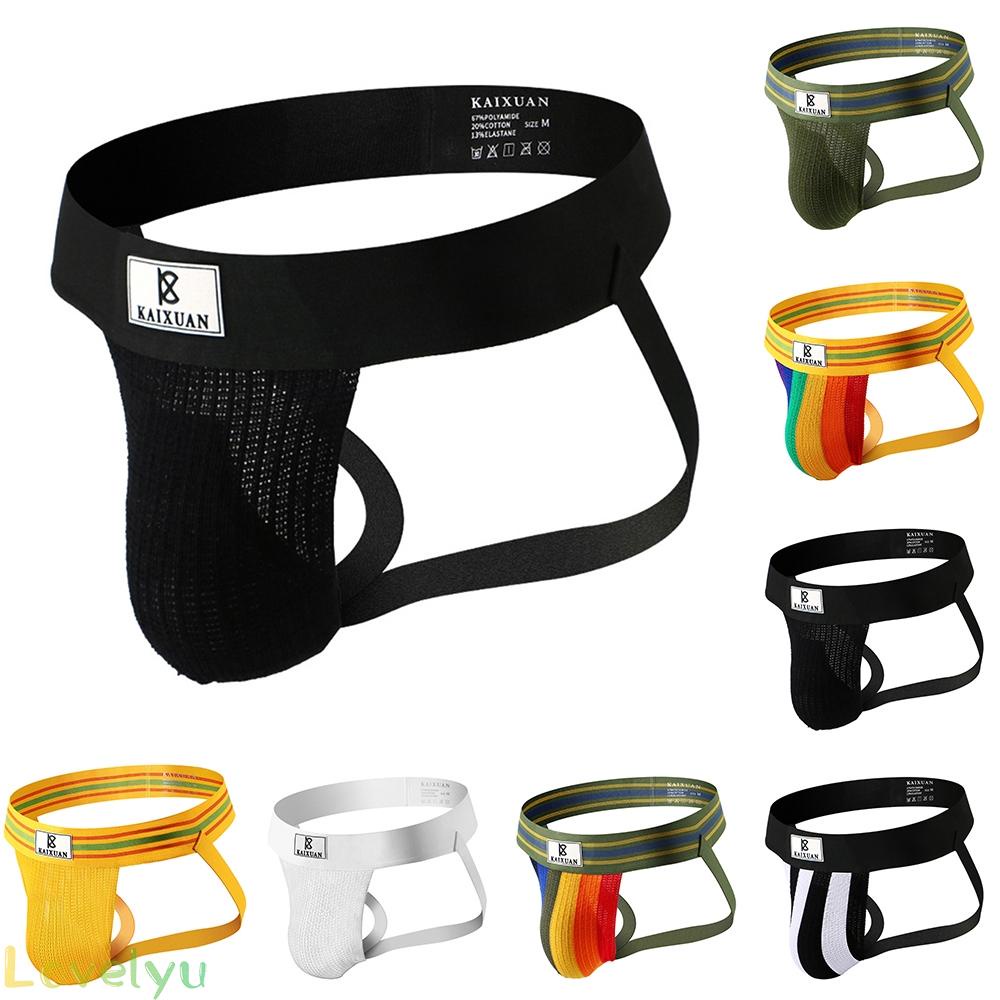 【Ready Stock】Men Underwear Comfortable Exposed Butt G String Gay Ice Silk Jockstrap@New